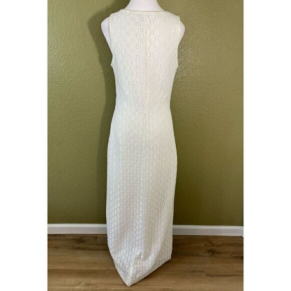 Vintage Rampage Womens L Embroidered Lace Sleeveless Fitted Maxi Dress White 90s - Picture 5 of 7